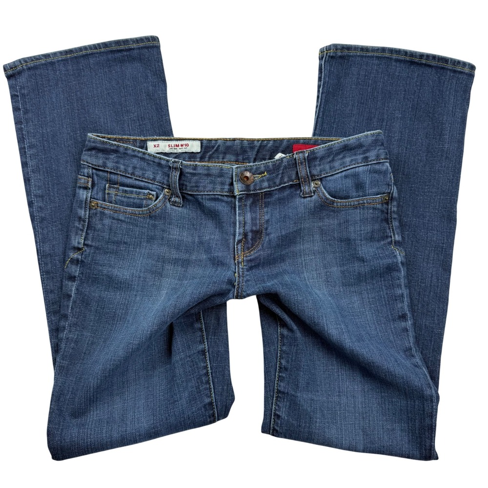 VTG Y2K X2 Quality Denim Slim Ultra Low Rise Bootcut Jeans Blue Size 8 Regular